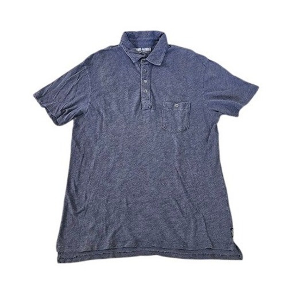 Todd Snyder Polo Shirt Men Large Blue Slub Cotton Short Sleeve Pocket